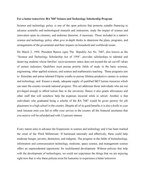 RA 7687 Scholarship Advantages and Disadvantages.